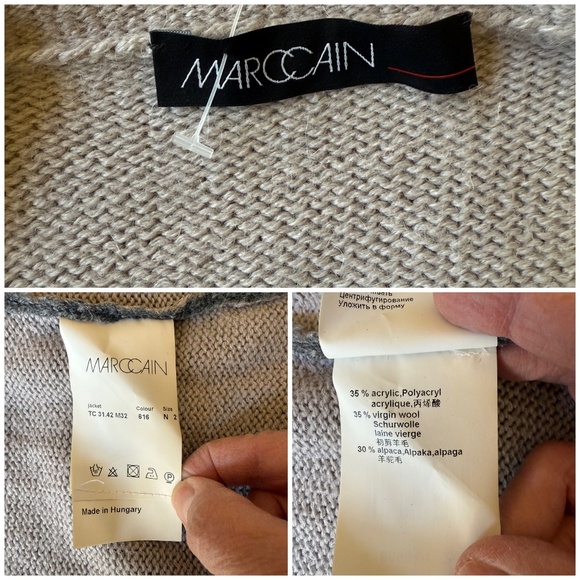 MARC CAIN SWEATER CARDIGAN SCARF SET WOOL ALPACA BLD COZY CHIC LUXURY KNIT 2 - Picture 12 of 12